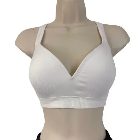 Women's White Jockey Racerback Sports Bra Molded Cup Adjustable Straps Medium - Picture 1 of 16